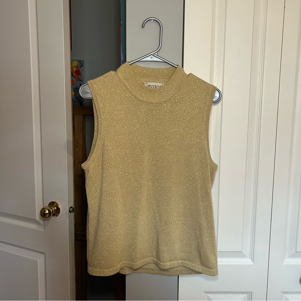 Jessica Gold Ribbed Sleeveless Top